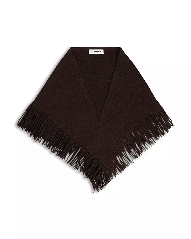 Sandro Fringed Wool & Cashmere Triangle Scarf
