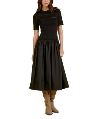 Mock Neck Sleeveless Mixed Media Dress