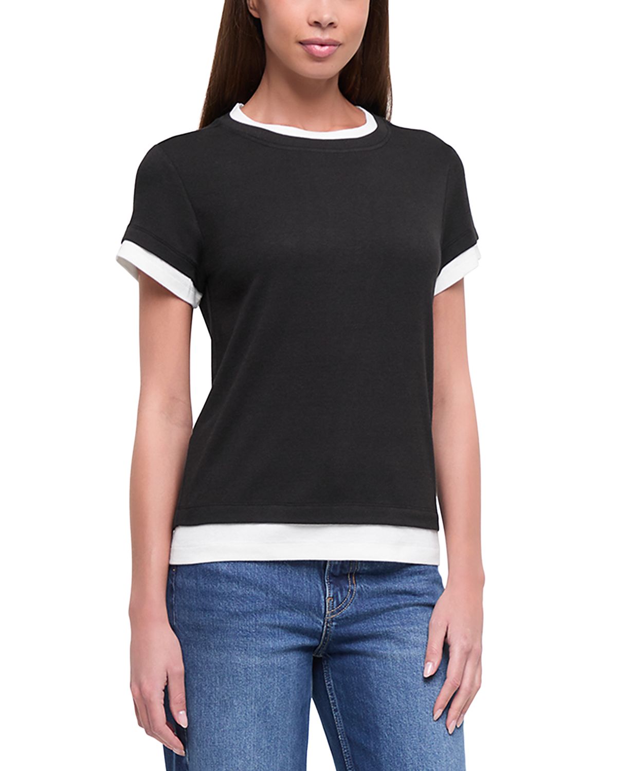 Three Dots Veronica Layered Short Sleeve Tee