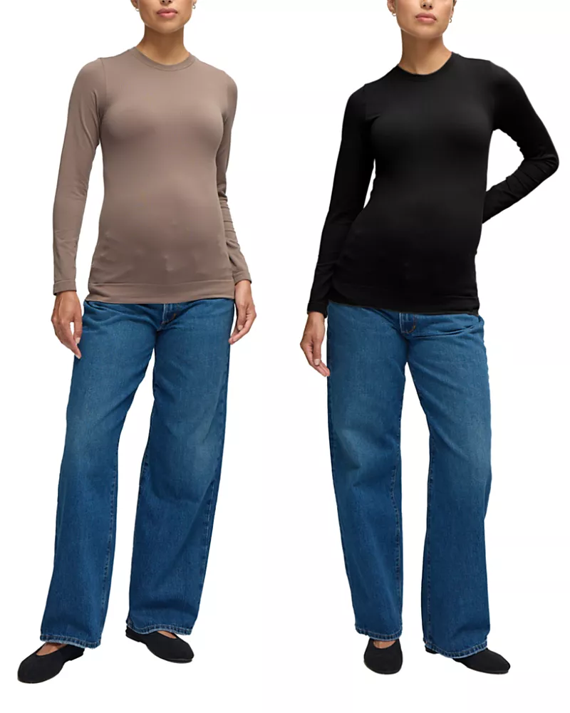 Ingrid & Isabel Seamless Maternity Rib Long Sleeve Crew Tee 2-Pack