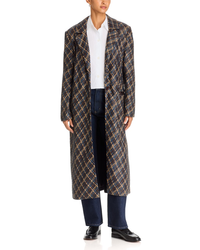Twp Crosshatch Leather Mattie Coat in Sepia Tint Multi