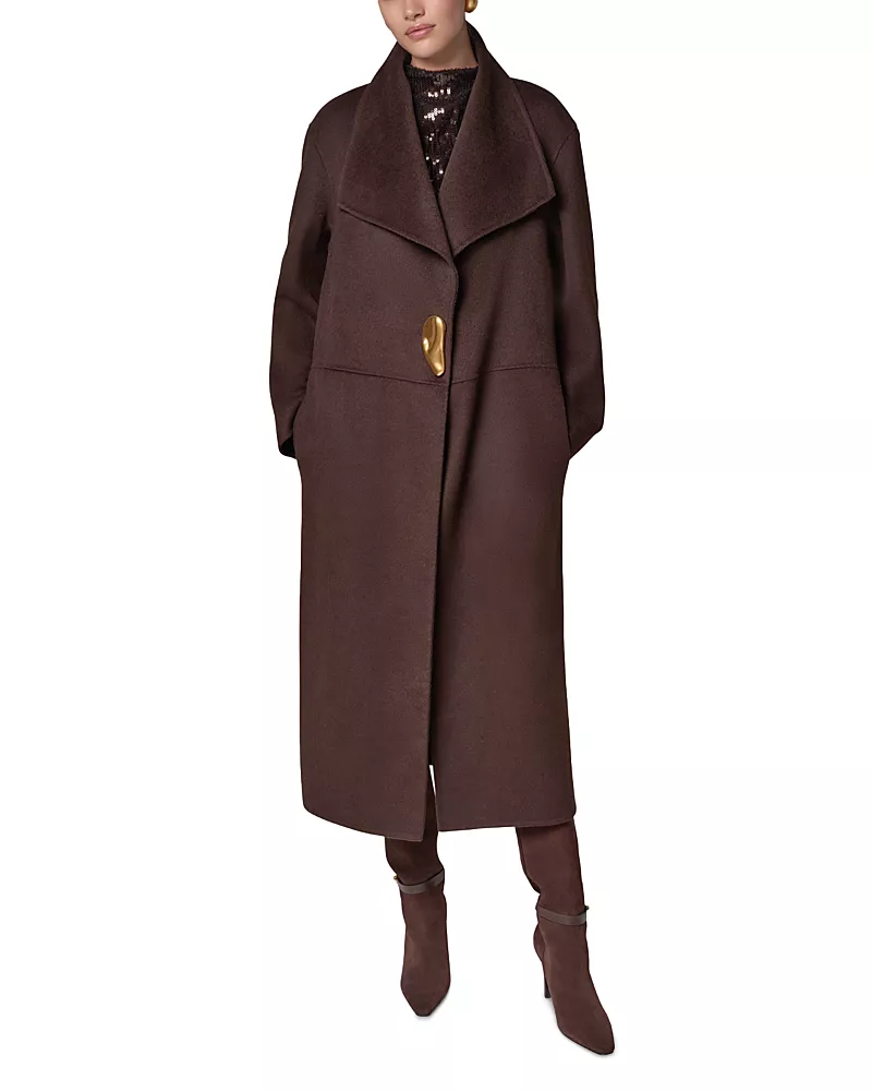 Donna Karan New York Wing Collar Hardware Trim Coat