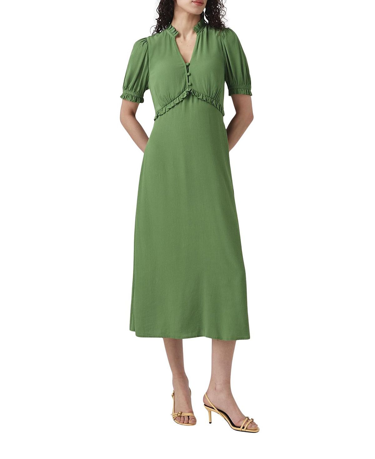 Ghost London Jolene V-neck Crepe Midi Dress