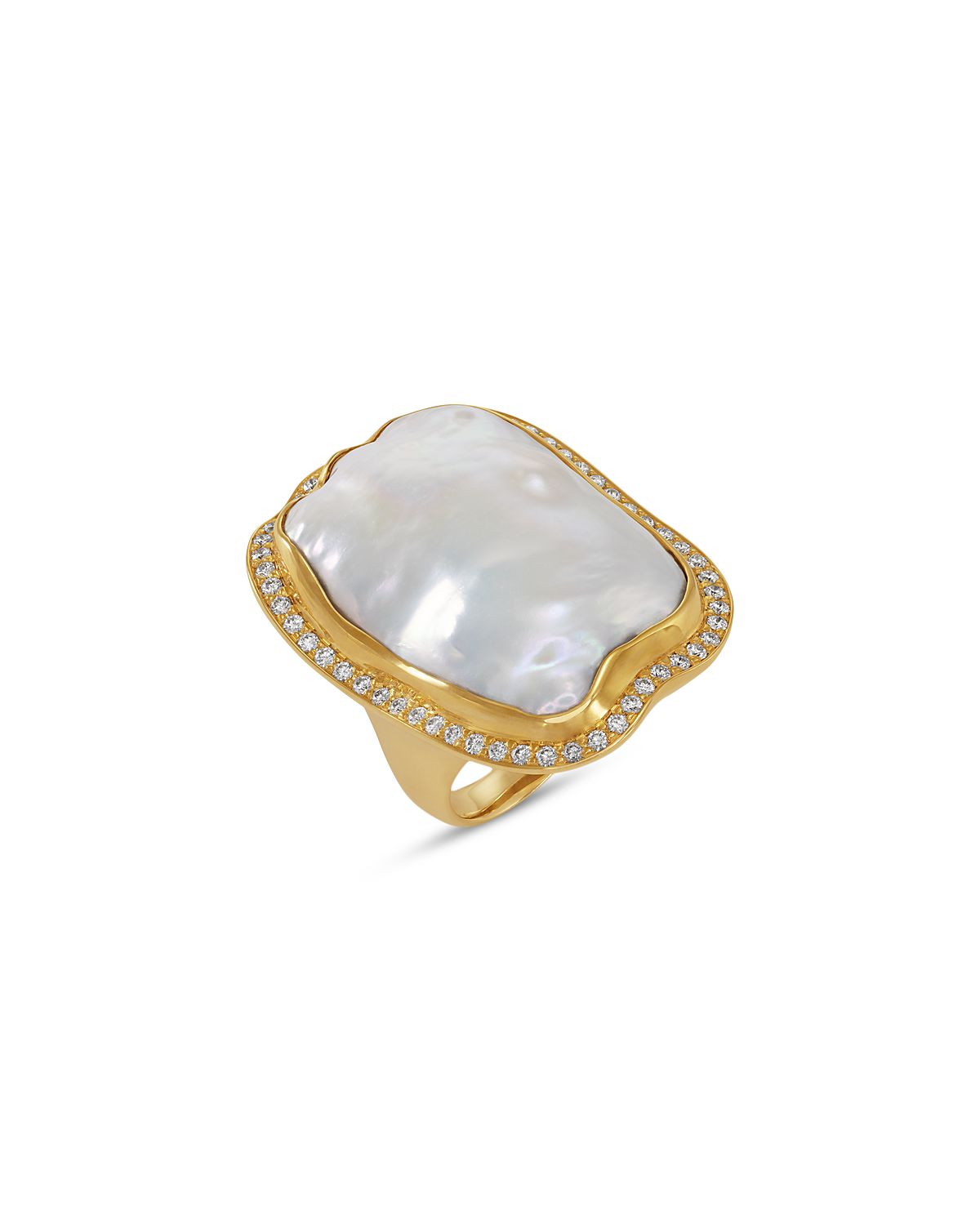 Jorge Adeler 18K Yellow Gold Sea Cultured Freshwater Baroque Pearl & Diamond Ring