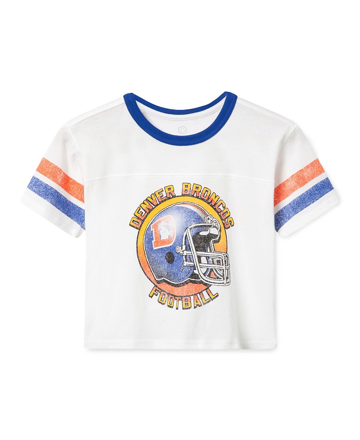 Junk Food Clothing Unisex Denver Broncos Striped Ringer Tee - Little Kid, Big Kid