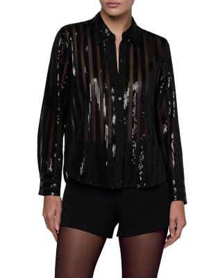 Dyana Sequin Stripe Long Sleeve Blouse