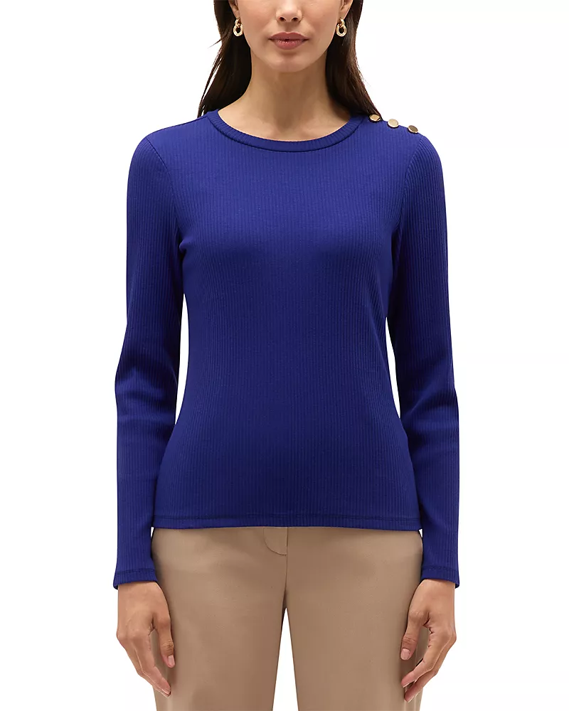 Hobbs London Tamsin Cotton Blend Button Shoulder Top