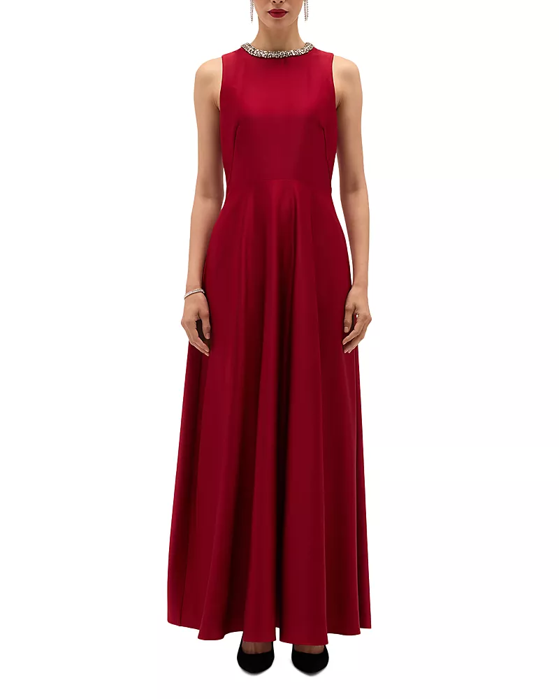 Hobbs London Anne Embellished Satin Dress