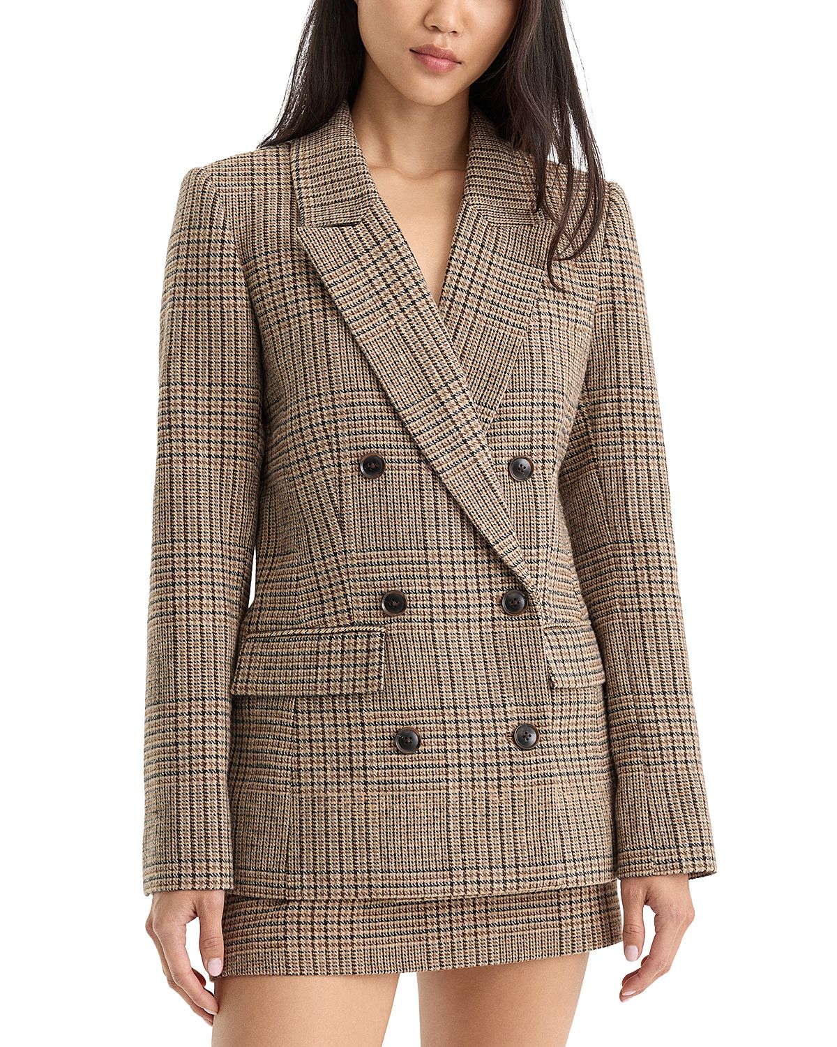 Good American The Double Breasted Plaid Blazer