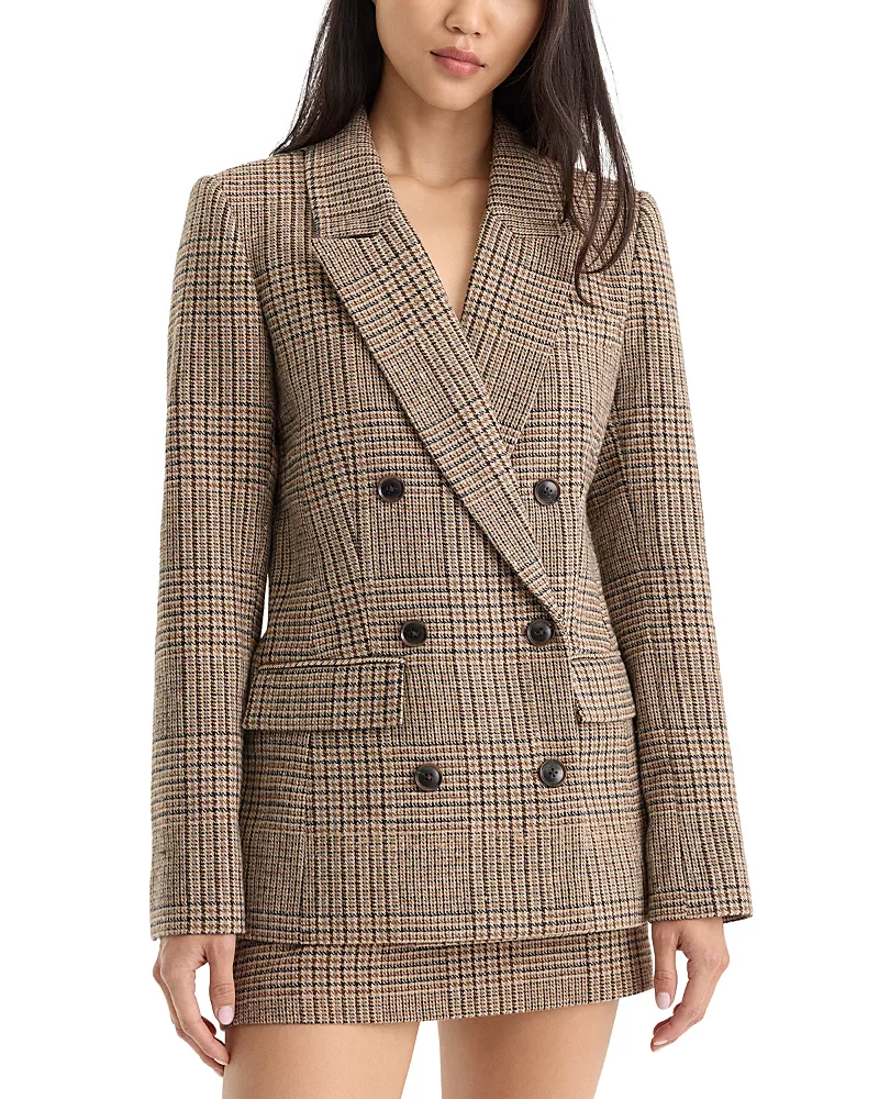 Good American The Double Breasted Plaid Blazer