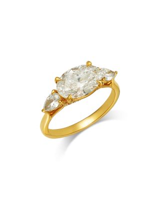 Luxe Collection Certified Lab Grown Diamond Oval Cut East West Engagement Ring in 18K Yellow Gold, 2.5 tcw