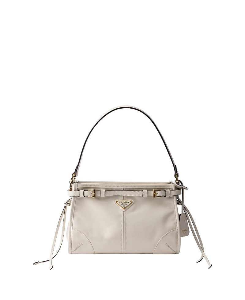 Prada Bonnie Leather Enameled Triangle Logo Shoulder Bag