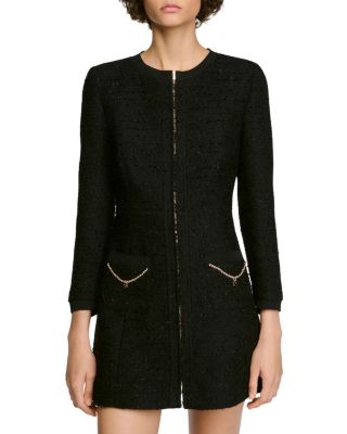 Sandro Axelle Tweed Chain Trim Mini Dress