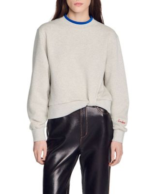 Sandro Mina Layered Crewneck Cotton Sweatshirt