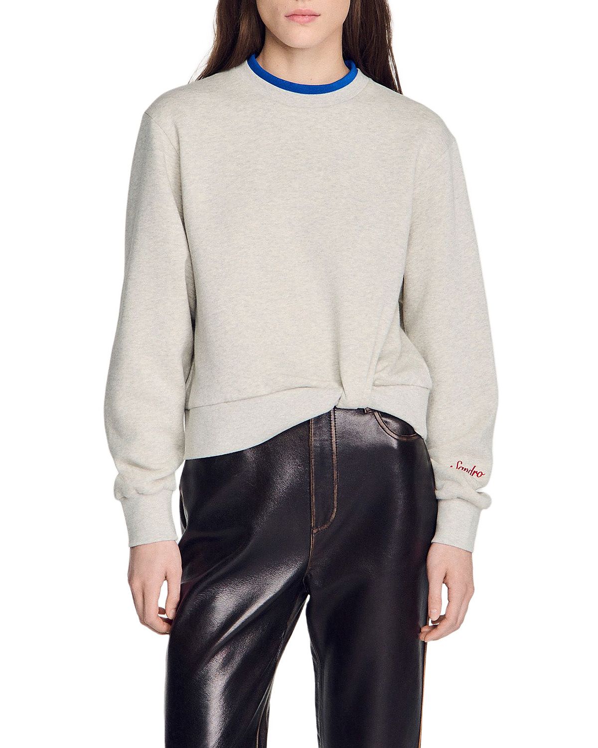 Sandro Mina Layered Crewneck Cotton Sweatshirt