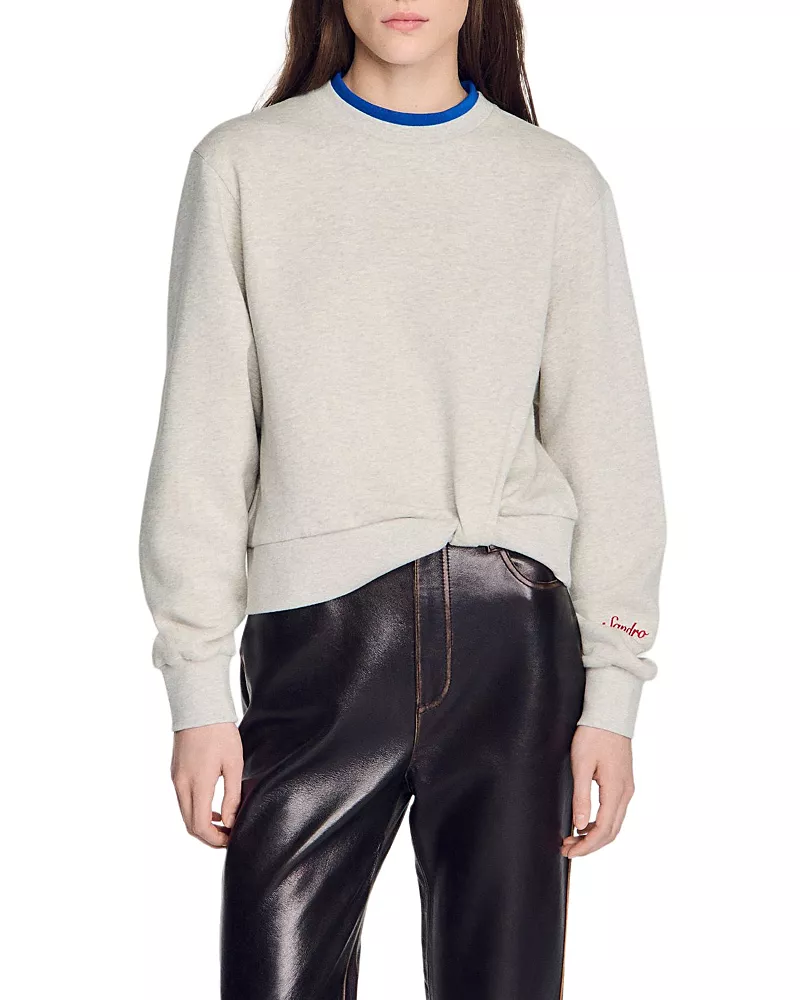 Sandro Mina Layered Crewneck Cotton Sweatshirt