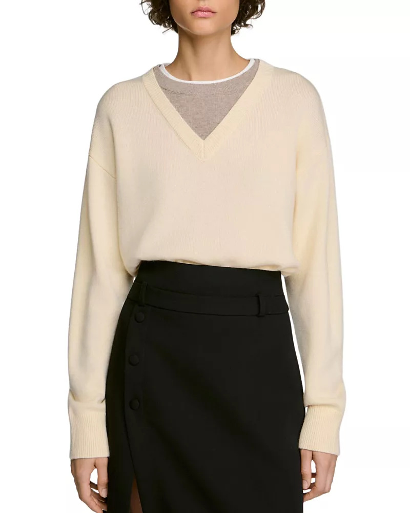 Sandro Lowen Wool & Cashmere Layered Sweater