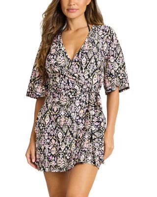 Tropic Isles Printed Wrap Cover-Up Romper
