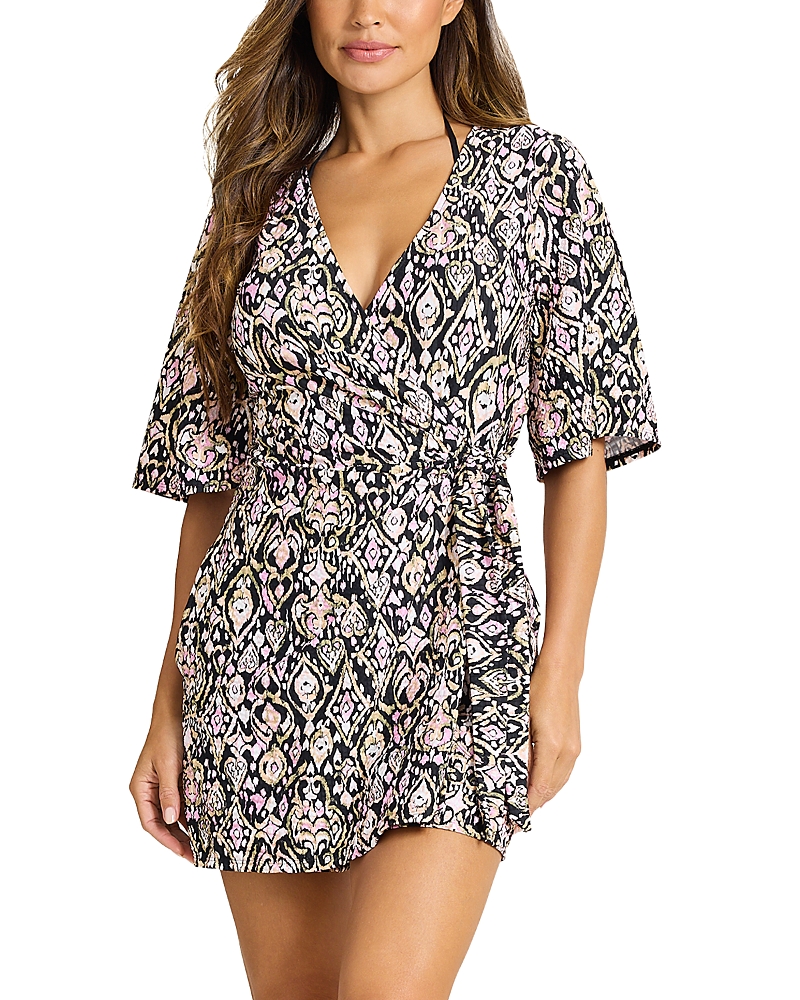 Tommy Bahama Tropic Isles Printed Wrap Cover-Up Romper