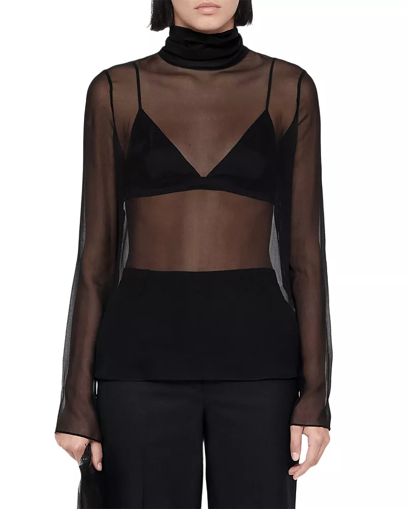 Allsaints Kumi Silk Turtleneck Top