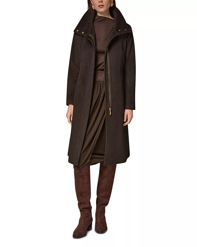 Dkny Wool Blend Belted Coat