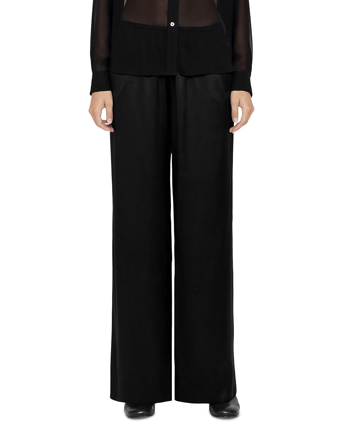 Allsaints Lycia Satin Crepe Wide Leg Pants