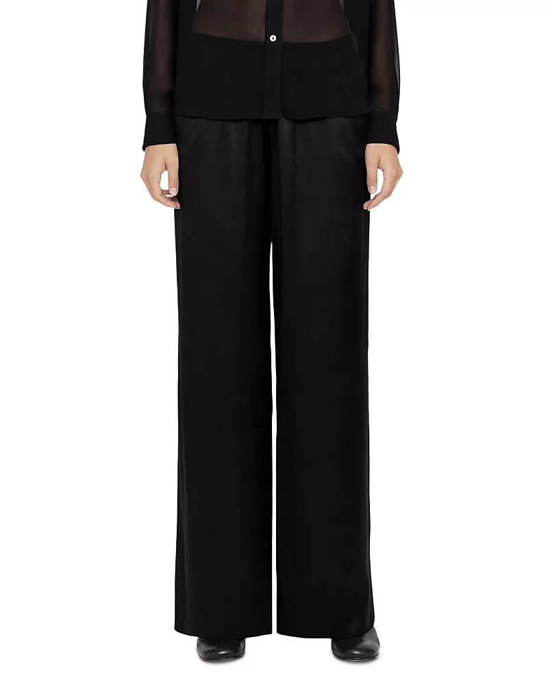 Allsaints Lycia Satin Crepe Wide Leg Pants