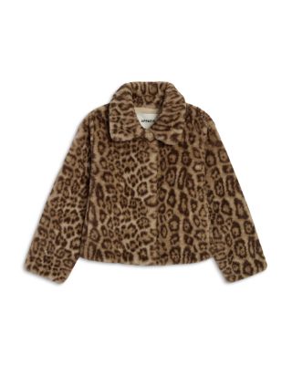 Girls' Elis Leopard Faux Fur Coat - Little Kid, Big Kid