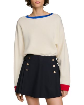 Sandro Shanti Contrast Trim Wool Blend Sweater