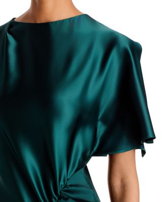 Stretch Satin Ruched Gown - Exclusive - thumbnail 3