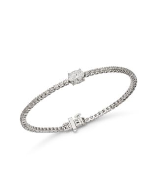Bloomingdale's Fine Collection Luxe Collection Certified Lab Grown Diamond Oval Cut Tennis Bracelet in 14K White Gold, 2.0 tcw