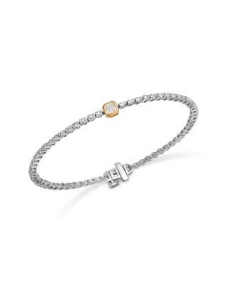 Luxe Collection Certified Lab Grown Diamond Asscher Cut Tennis Bracelet in 14K White & Yellow Gold, 1.5 tcw
