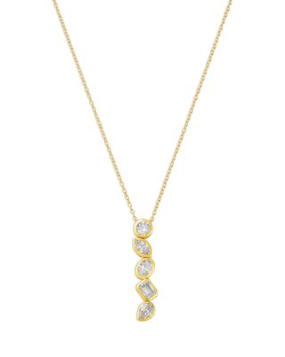 Luxe Collection Certified Lab Grown Diamond Mixed Cut Bezel Pendant Necklace in 14K Yellow Gold, 2.0 tcw