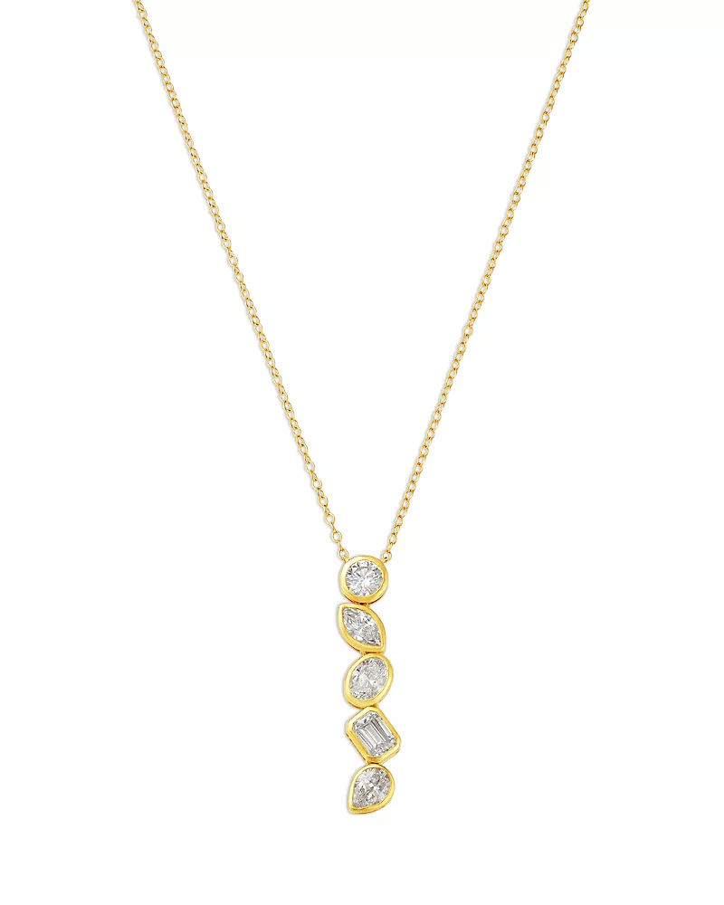 Bloomingdale's Fine Collection Luxe Collection Certified Lab Grown Diamond Mixed Cut Bezel Pendant Necklace in 14K Yellow Gold, 2.0 tcw