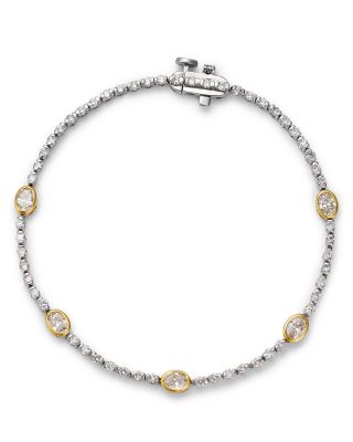 Bloomingdale's Fine Collection Luxe Collection Certified Lab Grown Diamond Bezel Tennis Bracelet in 14K White & Yellow Gold, 2.0 tcw