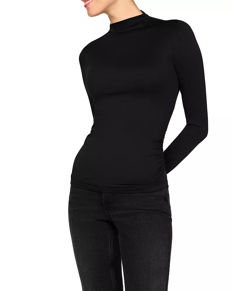 Spanx SPANXsmooth Jersey Mock Neck Long Sleeve Ruched Top
