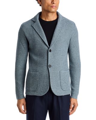 Wool Basketweave Slim Fit Sweater Jacket
