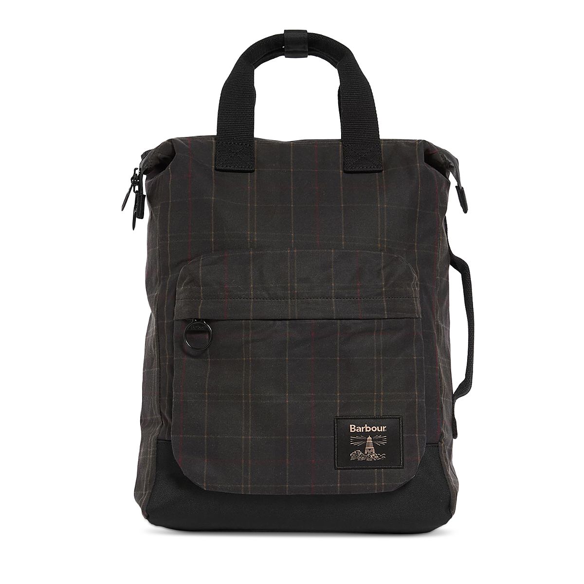 Barbour Field Tartan Waxed Cotton Backpack