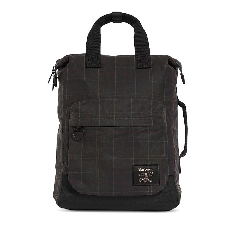 Barbour Field Tartan Waxed Cotton Backpack