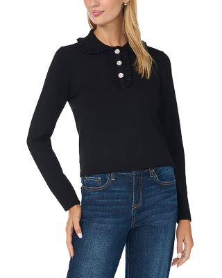 Ruffle Collar Polo Sweater