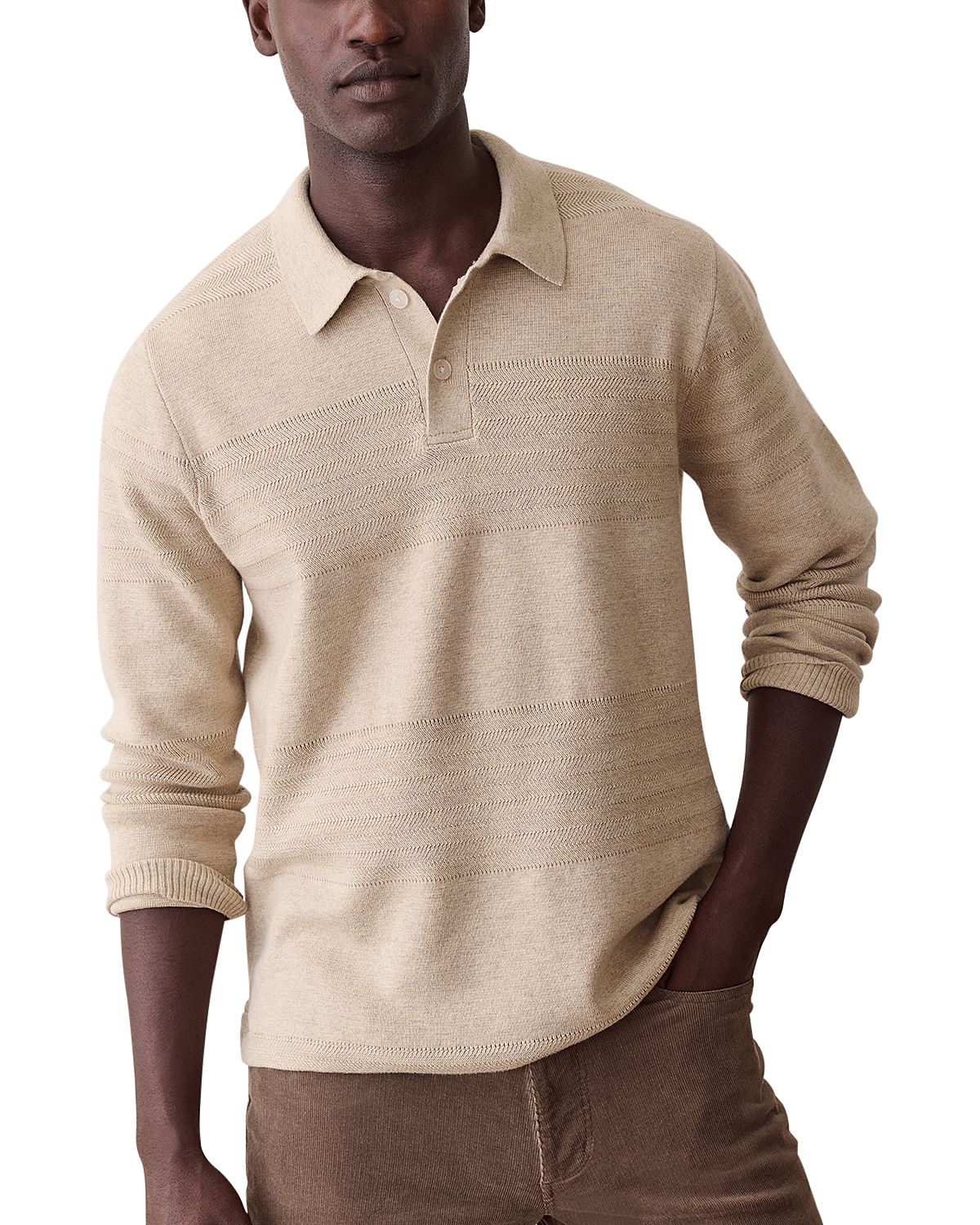 Marine Layer Rugby Relaxed Fit Cotton Polo Sweater