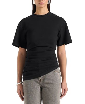 Pauline Ruched Asymmetric Cotton T-shirt