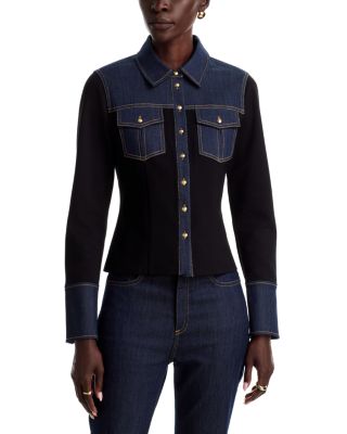 Lyric Denim Patchwork Button Up Shirt