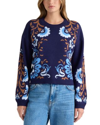 Jacquard Crewneck Pullover Sweater