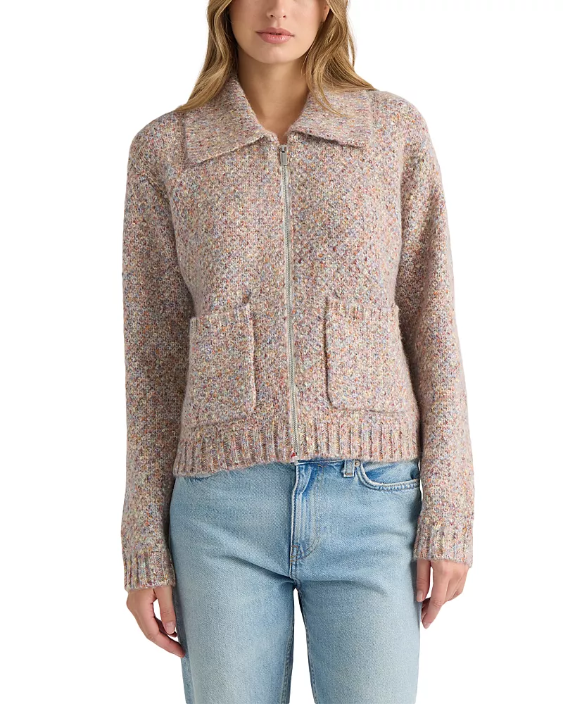 Nvlt Marled Zip Front Bomber Sweater Jacket
