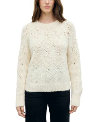 Roch Wool Blend Open Knit Pullover Sweater