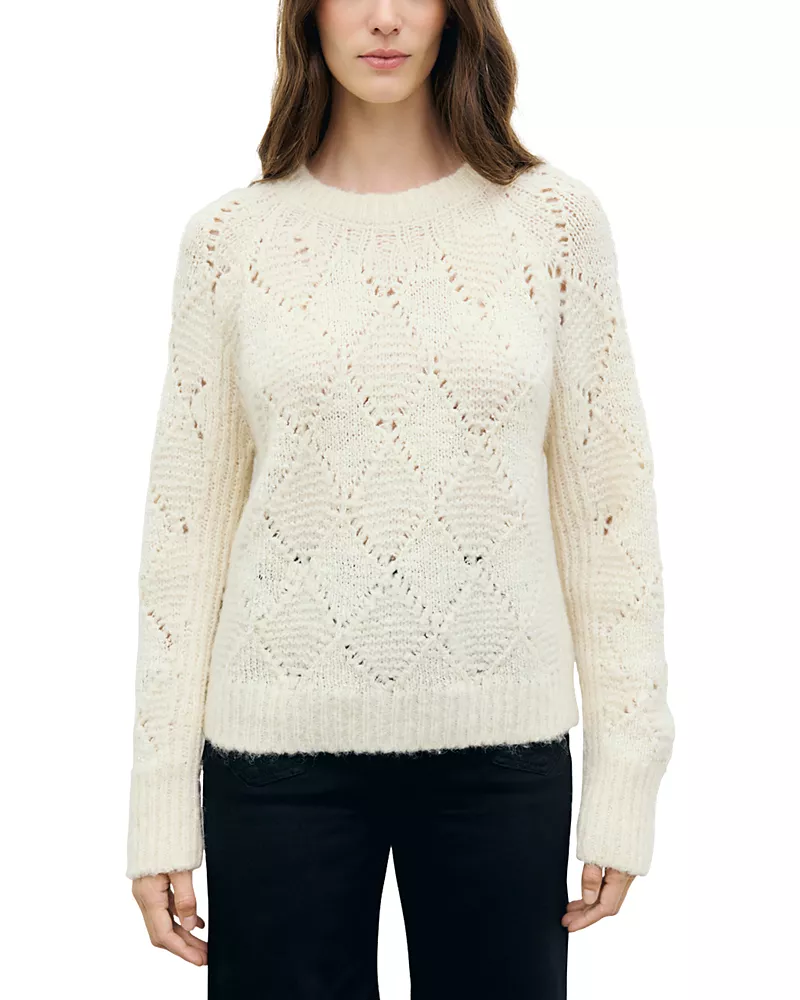 Gerard Darel Roch Wool Blend Open Knit Pullover Sweater