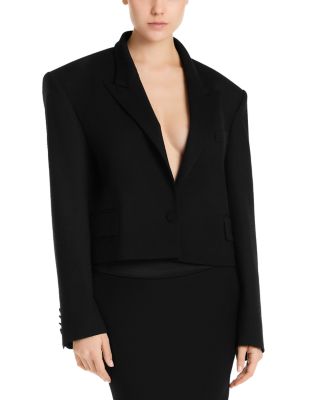 Wool Gabardine Cropped Blazer
