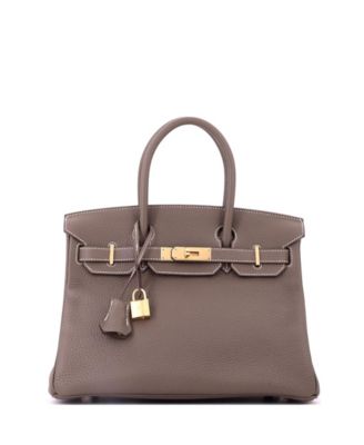 Birkin 30 Clemence Leather Gold Tone Top Handle Bag