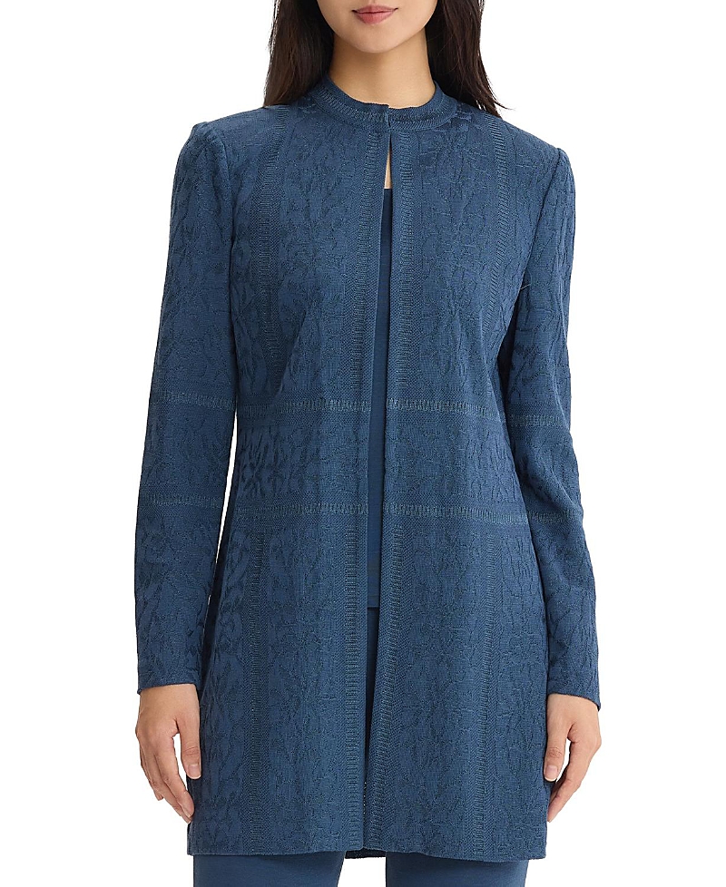 Misook Heritage Tonal Floral Burnout Knit Jacket
